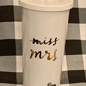 Kate Spade.***PRICE DROP travel tumbler NEVER USED --MISS to MRS.-- $10.00  FIRM